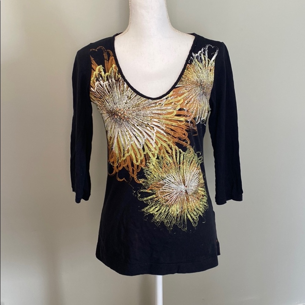 Calvin Klein Women’s Three-Quarter Sleeve Top Sz M